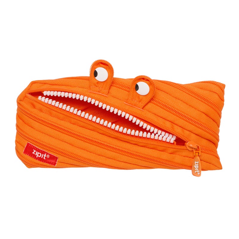 ZIPIT Monster Pencil Case for Kids, Cute Zipper Pouch for Boys Girls and Teens, Stationery Bag for School ,Orange - Image 1